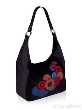 Модна сумка з вышивкою, модель 152430 чорний. Зображення товару, вид збоку.