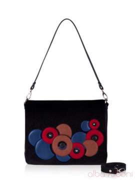 Стильна сумка з вышивкою, модель 152450 чорний. Зображення товару, вид спереду.
