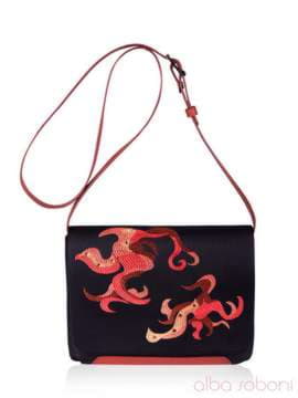 Модна сумка з вышивкою, модель 152481 чорний. Зображення товару, вид спереду.