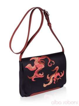 Модна сумка з вышивкою, модель 152481 чорний. Зображення товару, вид збоку.