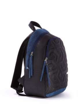 Стильний рюкзак з вышивкою, модель 171602 чорно-синій. Зображення товару, вид збоку.
