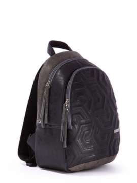 Брендовий рюкзак з вышивкою, модель 171603 чорно-сірий. Зображення товару, вид збоку.