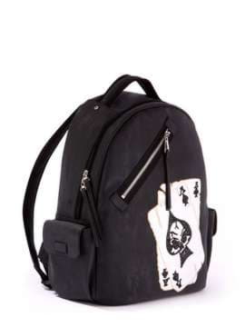 Жіночий рюкзак з вышивкою, модель 171622 чорний. Зображення товару, вид збоку.