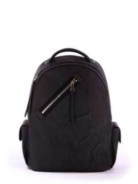 Модний рюкзак з вышивкою, модель 171626 чорний. Зображення товару, вид спереду.