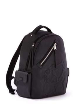 Модний рюкзак з вышивкою, модель 171626 чорний. Зображення товару, вид збоку.