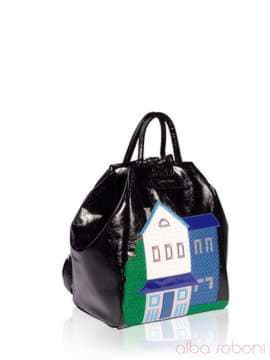 Модний рюкзак з вышивкою, модель 151658 чорний. Зображення товару, вид збоку.