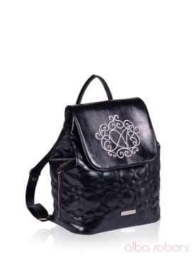 Модний рюкзак з вышивкою, модель 152361 чорний. Зображення товару, вид збоку.
