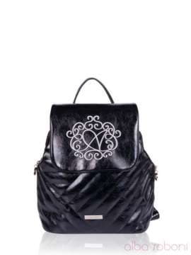 Модний рюкзак з вышивкою, модель 152362 чорний. Зображення товару, вид спереду.