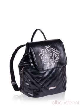 Модний рюкзак з вышивкою, модель 152362 чорний. Зображення товару, вид збоку.