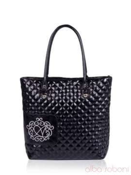 Модна сумка з вышивкою, модель 152370 чорний. Зображення товару, вид збоку.