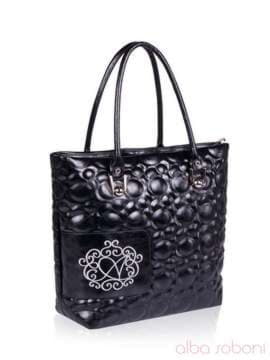 Модна сумка з вышивкою, модель 152371 чорний. Зображення товару, вид спереду.