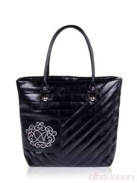 Молодіжна сумка з вышивкою, модель 152372 чорний. Зображення товару, вид збоку.