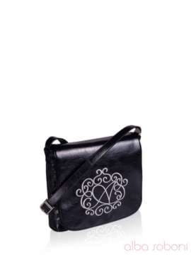 Брендова сумка з вышивкою, модель 152381 чорний. Зображення товару, вид спереду.