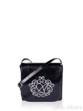 Брендова сумка з вышивкою, модель 152381 чорний. Зображення товару, вид збоку.