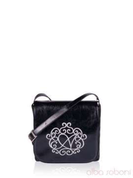 Молодіжна сумка з вышивкою, модель 152382 чорний. Зображення товару, вид збоку.