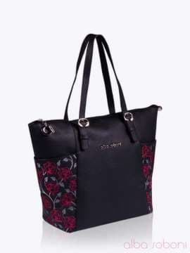 Брендова сумка з вышивкою, модель 152400 чорний. Зображення товару, вид спереду.