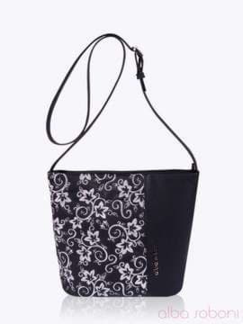 Модна сумка з вышивкою, модель 152421 чорний. Зображення товару, вид збоку.