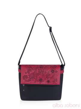 Брендова сумка з вышивкою, модель 161410 чорний. Зображення товару, вид спереду.