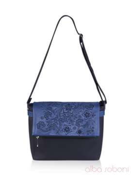 Брендова сумка з вышивкою, модель 161411 чорний. Зображення товару, вид спереду.