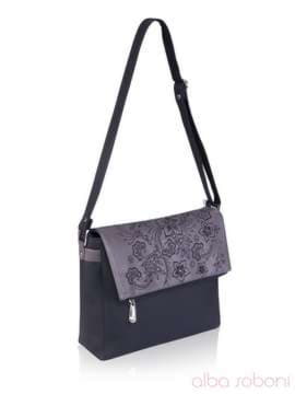 Модна сумка з вышивкою, модель 161412 чорний. Зображення товару, вид збоку.