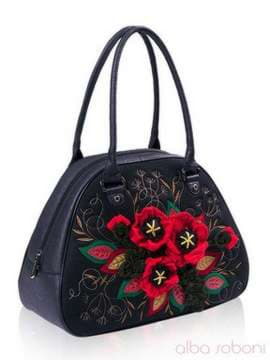 Стильна сумка з вышивкою, модель hm1521 чорний. Зображення товару, вид збоку.