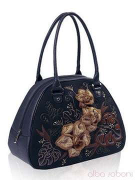 Стильна сумка з вышивкою, модель hm1523 чорний. Зображення товару, вид збоку.