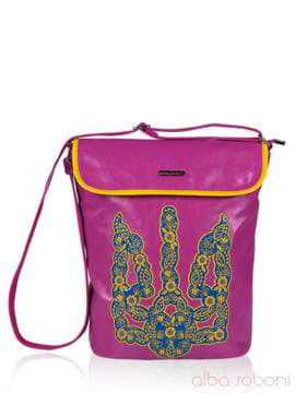 Брендова сумка з вышивкою, модель 141630 рожевий. Зображення товару, вид спереду.