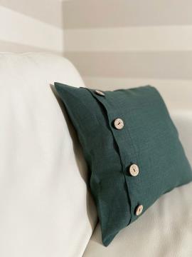 Фото товара: декоративна лляна подушка зелена. Фото - 2.