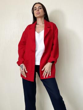 Фото товара: лляний жіночий піджак червоний. Фото - 1.