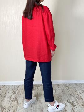 Фото товара: лляний жіночий піджак червоний. Фото - 2.