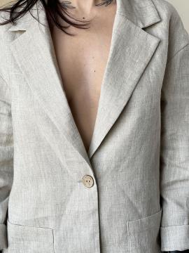 Фото товара: лляний жіночий піджак натуральний колір екрю. Фото - 2.