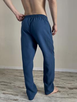 Фото товара: чоловічі лляні штани сині. Фото - 2.