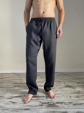 Фото товара: чоловічі лляні штани графіт. Фото - 1.