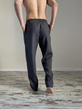 Фото товара: чоловічі лляні штани графіт. Фото - 2.