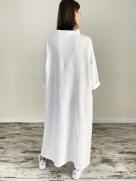 Фото товара: льняна простора сукня біла. Фото - 2.