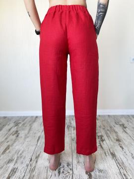 Фото товара: лляні брюки червоні. Фото - 2.