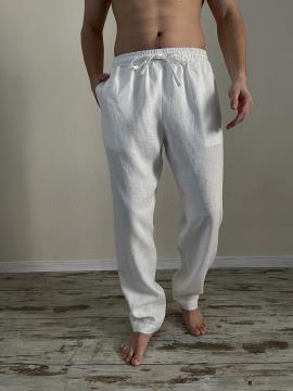 Фото товара: чоловічі лляні штани білі. Фото - 1.