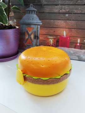 Брендовий ланч-бокс гамбургер жовтий. Зображення товару, вид 1