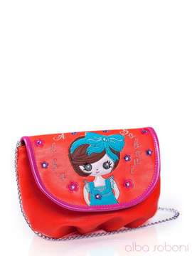 Стильна дитяча сумочка з вышивкою, модель 0162 оранжевий. Зображення товару, вид збоку.