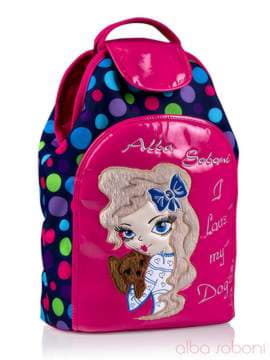 Стильна дитяча сумочка з вышивкою, модель 0173 синьо-рожевий. Зображення товару, вид збоку.
