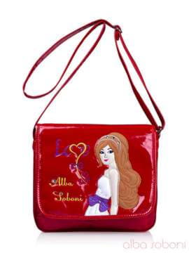 Стильна дитяча сумочка з вышивкою, модель 0181 червоний. Зображення товару, вид спереду.