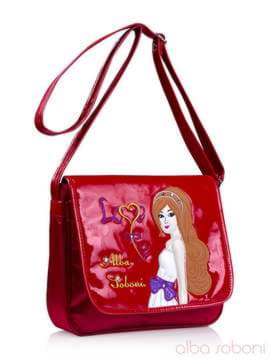 Стильна дитяча сумочка з вышивкою, модель 0181 червоний. Зображення товару, вид збоку.