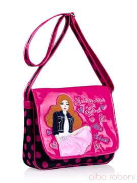Стильна дитяча сумочка з вышивкою, модель 0182 малиновий. Зображення товару, вид збоку.