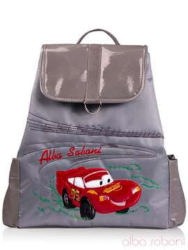 Стильна дитяча сумочка з вышивкою, модель 0190 сірий. Зображення товару, вид спереду.