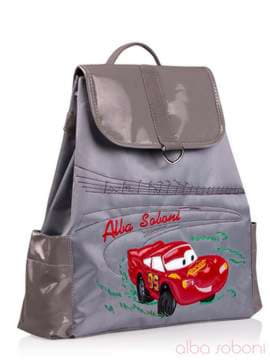 Стильна дитяча сумочка з вышивкою, модель 0190 сірий. Зображення товару, вид збоку.