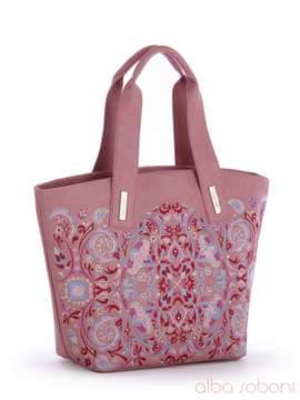 Брендова сумка з вышивкою, модель 170043 рожевий. Зображення товару, вид збоку.