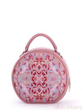 Стильна сумка з вышивкою, модель 170053 рожевий. Зображення товару, вид спереду.
