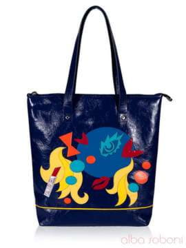 Шкільна сумка з вышивкою, модель 141432 синій. Зображення товару, вид збоку.