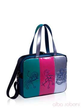 Шкільна сумка з вышивкою, модель 141511 синій. Зображення товару, вид збоку.