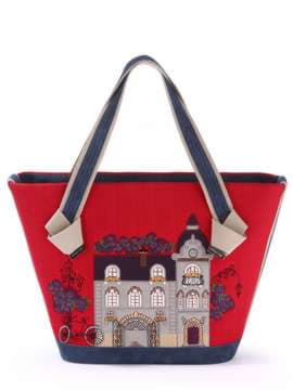 Молодіжна сумка з вышивкою, модель 170261 червоний-т.синій. Зображення товару, вид спереду.